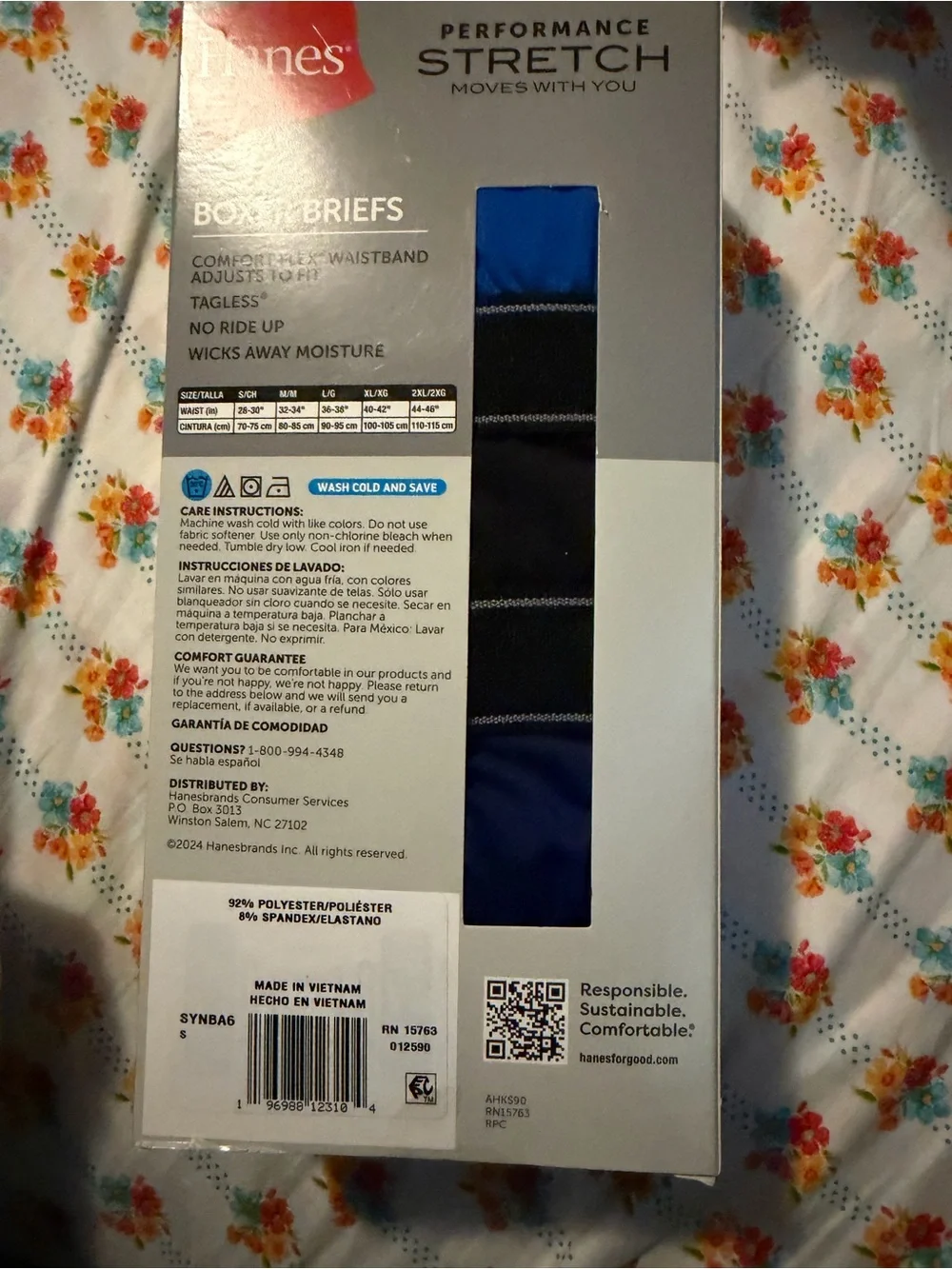 💜Hanes Men's Performance Boxer Brief Underwear Pack,Stretch,6Pack SizeSmall28-30